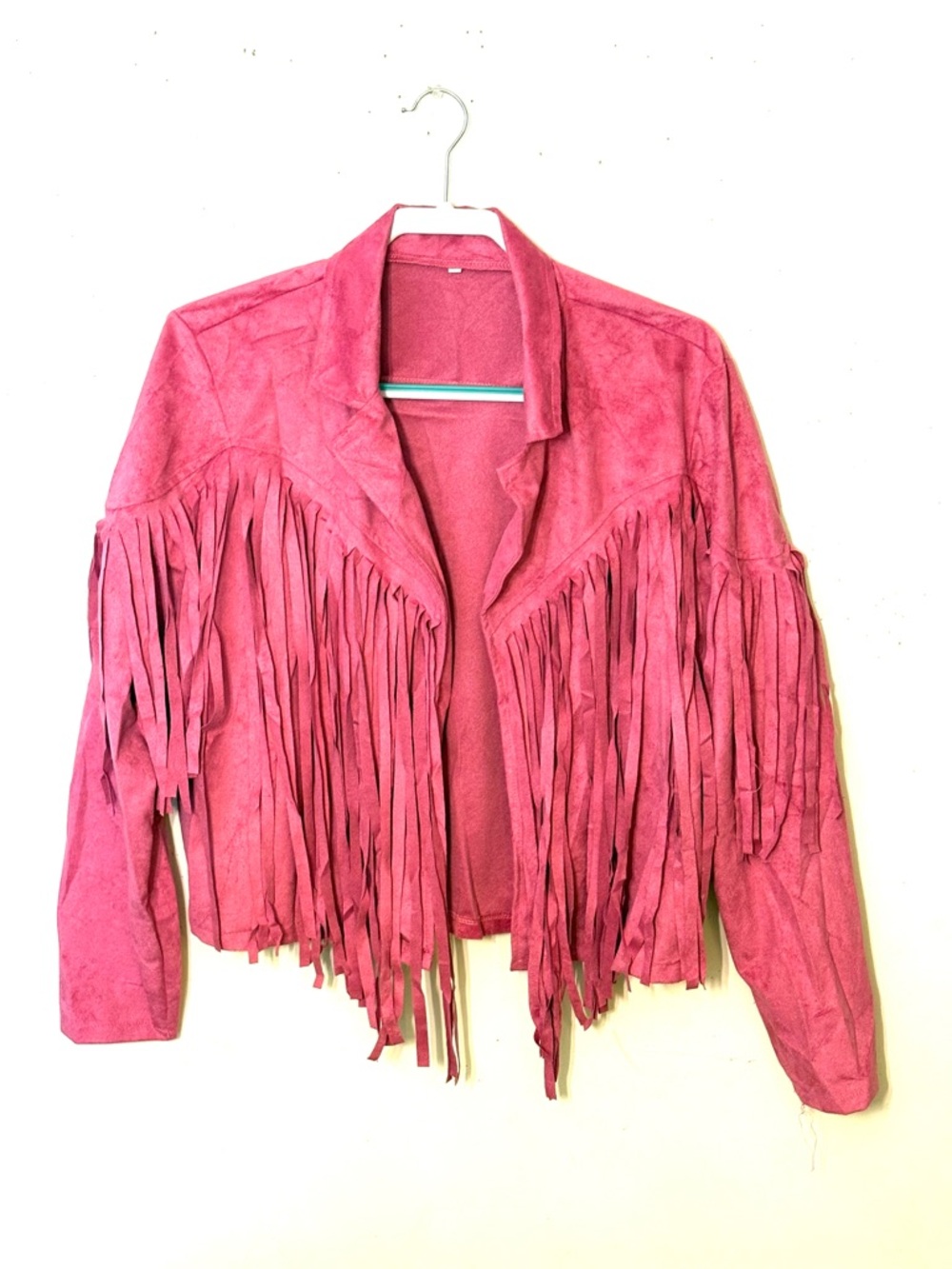 🆕Pink Fringe Faux Suede Crop Jacket - Women's Fashion Jacket. Size XXL. NWT. - Picture 3 of 9